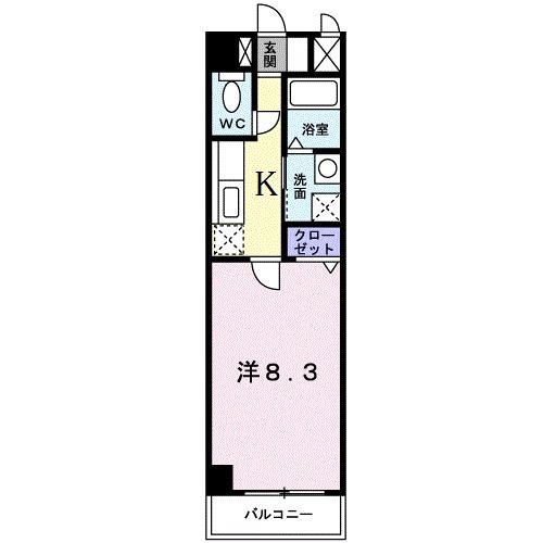 カーサⅤ(1K/2階)の間取り写真