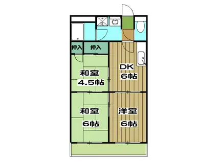 シャトーウメダ(3DK/3階)の間取り写真