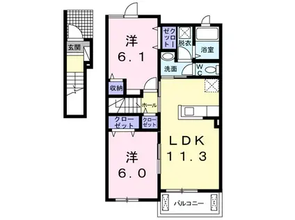 コッティⅡ(2LDK/2階)の間取り写真