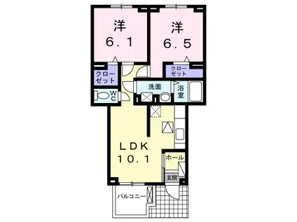 ポルトボヌールⅣ(2LDK/1階)の間取り写真