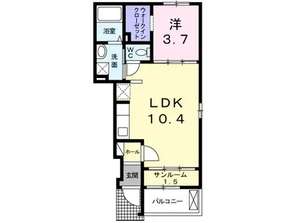 ベルアンジュⅢ(1LDK/1階)の間取り写真