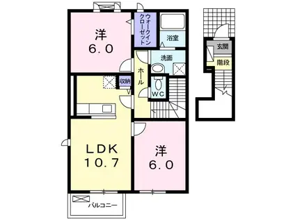 ブリーゼB(2LDK/2階)の間取り写真