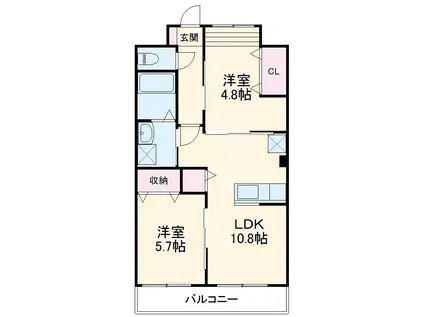 パラディースせいま(2LDK/2階)の間取り写真