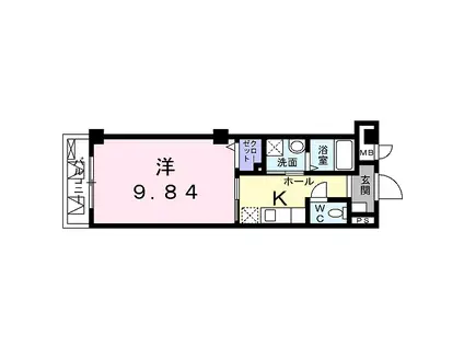 LA・KIYAMIYASSO(1K/3階)の間取り写真