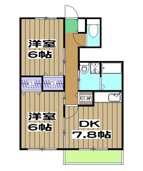 クラールハイム(2DK/1階)の間取り写真