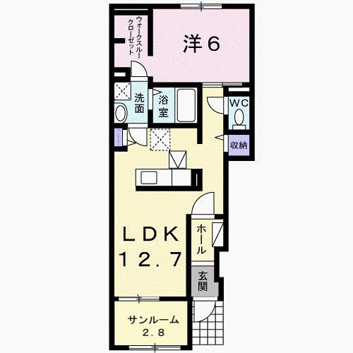 ノーブル ウエストⅢ(1LDK/1階)の間取り写真