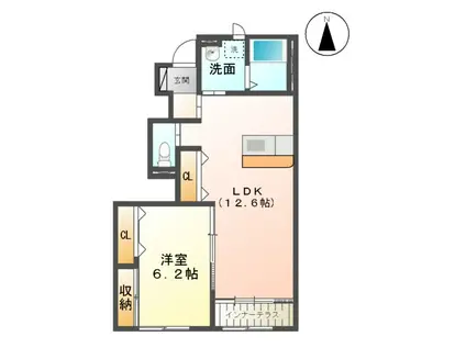 ヴァン ヴェール Ⅱ(1LDK/1階)の間取り写真