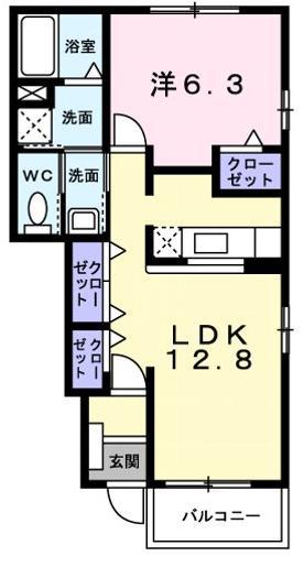アロッジオ東沢Ⅰ(1LDK/1階)の間取り写真
