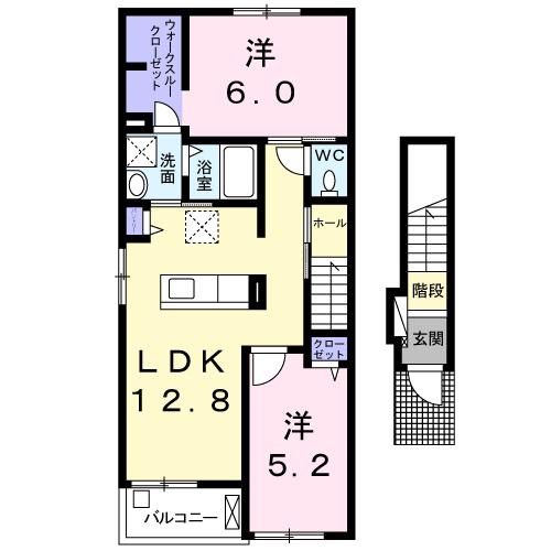 LIERRE淀南Ⅰ(2LDK/2階)の間取り写真