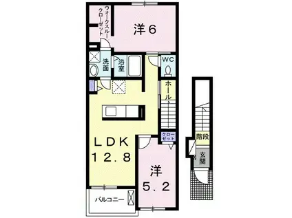 カーサ・ラッフィナート(2LDK/2階)の間取り写真