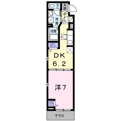 ラフレシール太秦2(1DK/1階)の間取り写真