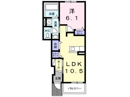 レジデンス リーキ雅(1LDK/1階)の間取り写真