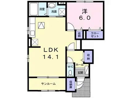 プリマール(1LDK/1階)の間取り写真