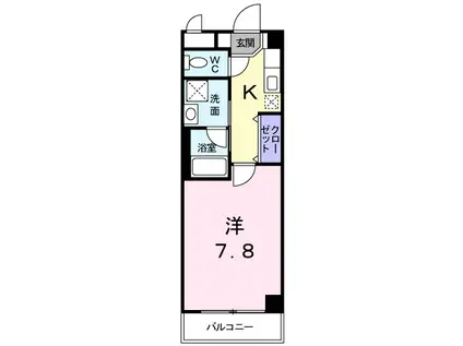 ソレイユ北山(1K/3階)の間取り写真