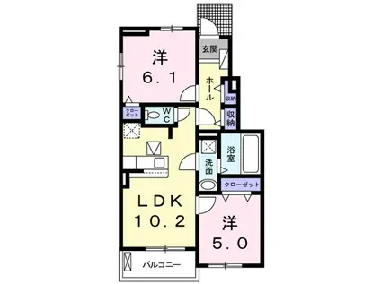 サンリット バンブー(2LDK/1階)の間取り写真