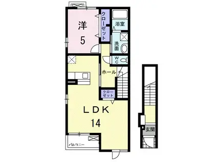 オーブ東山(1LDK/2階)の間取り写真