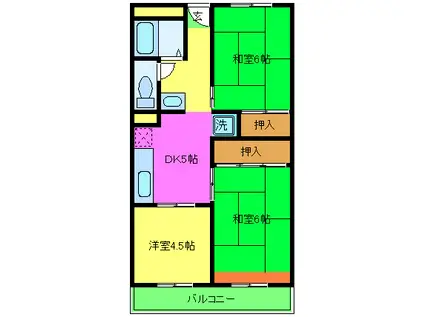 ハイツニシカワ(3DK/3階)の間取り写真