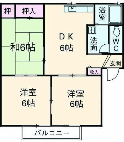 エスポアール北豊中(3DK/2階)の間取り写真