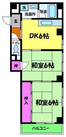 共立マンション豊中第3(2DK/2階)の間取り写真