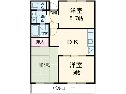 ベルトピア忠岡北B棟(3DK/1階)の間取り写真