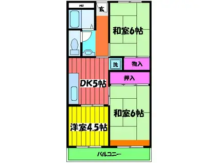 ハイツニシカワ(3DK/3階)の間取り写真