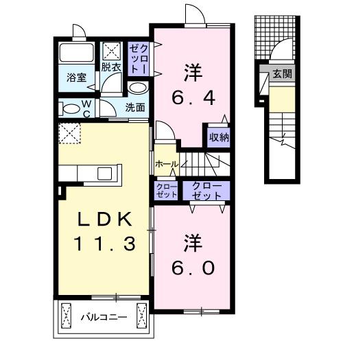 リビエスタⅠ(2LDK/2階)の間取り写真