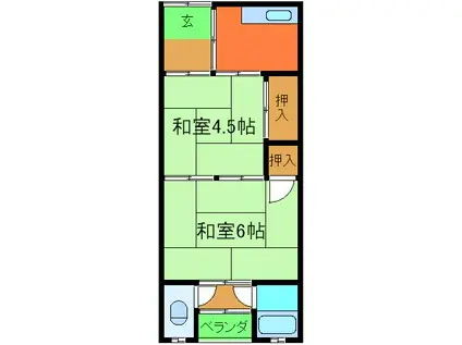 ニュー信太山ハウス1号館(2K/2階)の間取り写真