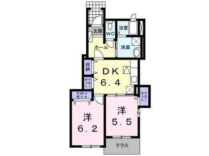 シェ モア Ⅰ番館(2DK/1階)の間取り写真