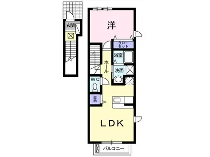 メンフィス(1LDK/2階)の間取り写真
