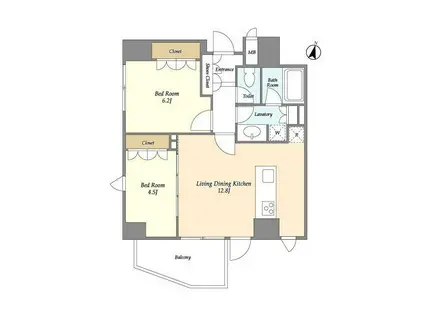 グランカーサ上野池之端(2LDK/8階)の間取り写真