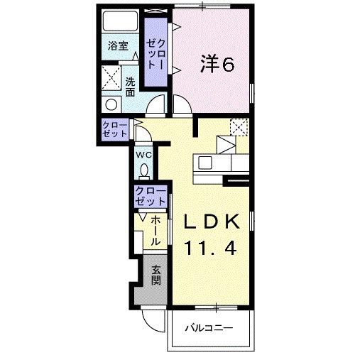 サンフラワ-(1LDK/1階)の間取り写真