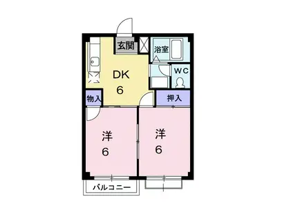 ネオハイツ半城土(2DK/2階)の間取り写真