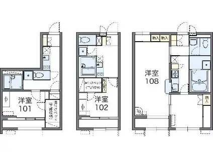 レオパレスおかのごう(1LDK/2階)の間取り写真