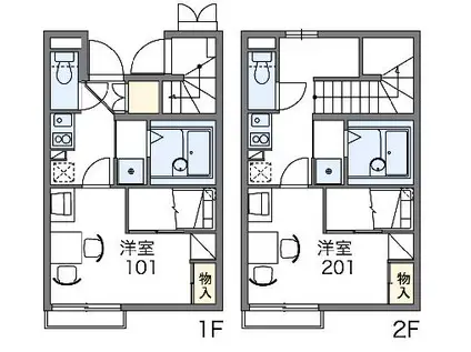 レオパレスウッドグリーン(1K/1階)の間取り写真