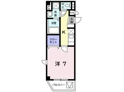 オルジュ本町Ⅱ(1K/2階)の間取り写真