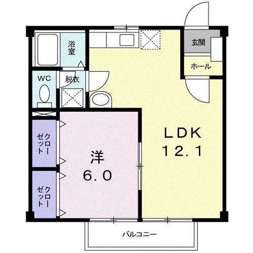 ビューテラスⅠ(1LDK/2階)の間取り写真