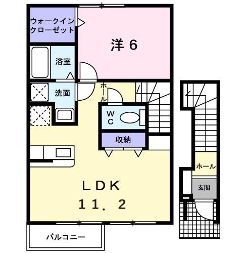 ブルックリンパークⅡ(1LDK/2階)の間取り写真