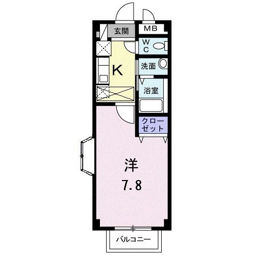 プランドールC(1K/2階)の間取り写真