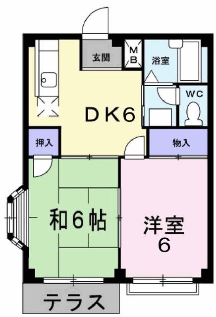 エルディム武井Ⅱ(2DK/1階)の間取り写真