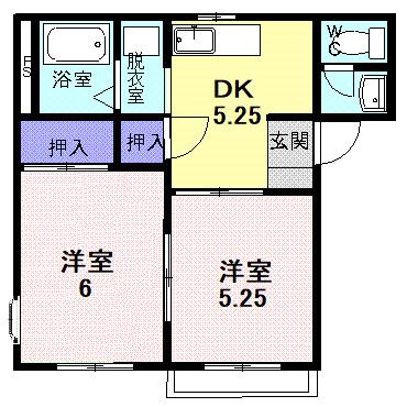 ニューエリール篠塚B(2K/1階)の間取り写真