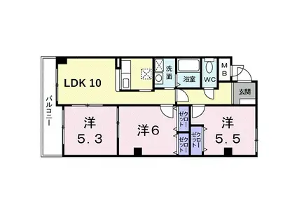 サンシャイン中川(3LDK/5階)の間取り写真