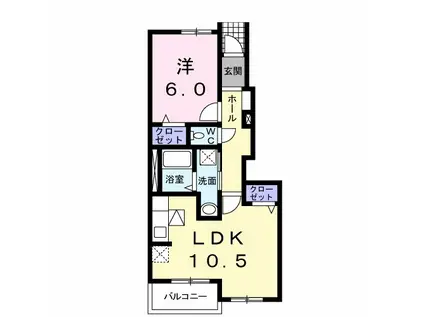 シェーナ・ドゥーノ Ⅱ(1LDK/1階)の間取り写真