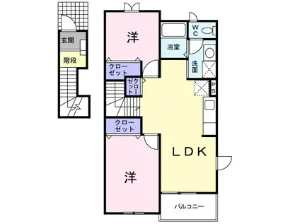 ベルクラフィネ(2LDK/2階)の間取り写真