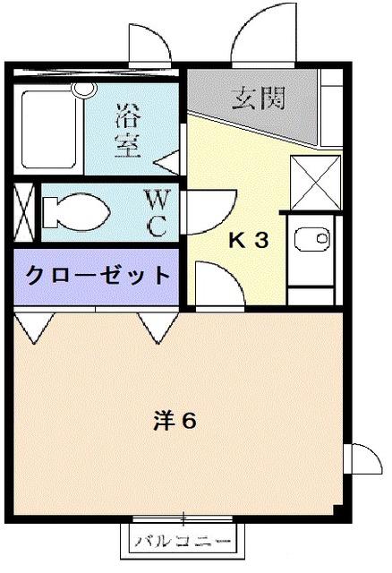 スペランツァⅠ(1K/2階)の間取り写真