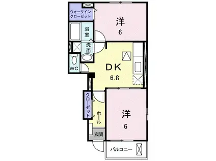 クリアネスFⅡ(2DK/1階)の間取り写真