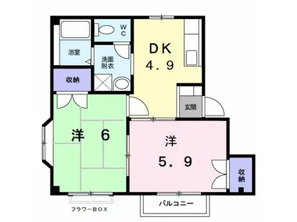 イマージュⅢ(2DK/2階)の間取り写真