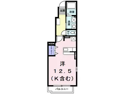 グランデカメリア山ノ手Ⅶ(ワンルーム/1階)の間取り写真