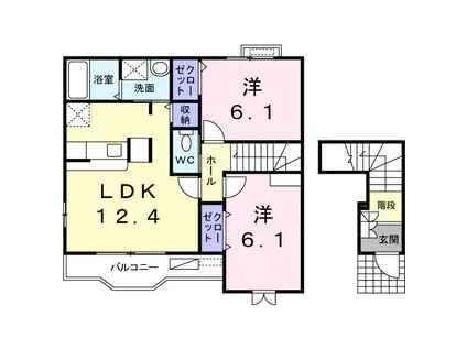プリマヴェーラ B(2LDK/2階)の間取り写真