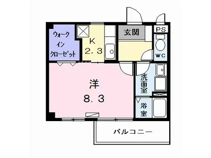 プルミエⅡ(1K/2階)の間取り写真