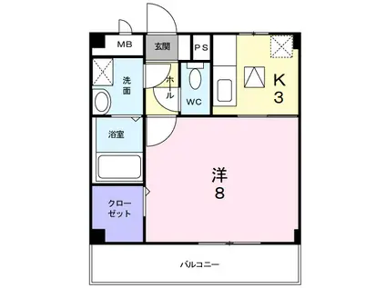 プロムナードⅡ(1K/2階)の間取り写真